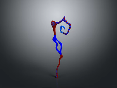 Futuristic Abstract 3D Designed Weapon With Red And Blue Curved Structure 3d model