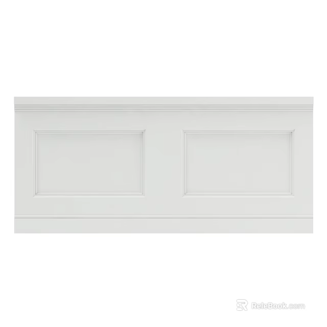 White Paneled Backdrop Wall With Two Rectangular Panels And Simple Design 3d model
