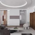 Modern Living and Dining Room Interior With Sofa Coffee Table TV Window and Plants