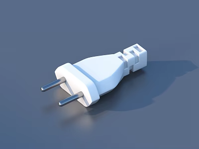 White Electrical Plug with Two Prongs Modern Design for Home Daily Use 3d model