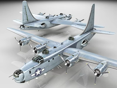 Detailed Military Aircraft Models With US Air Force Star Markings And Propellers 3d model