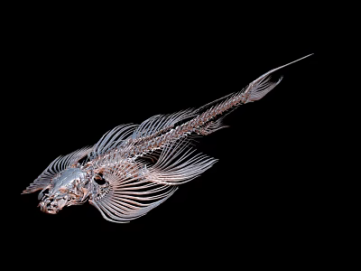 Modern cave fish fishbone skeleton of cave angelfish also called waterfall climbing cave fish 3d model