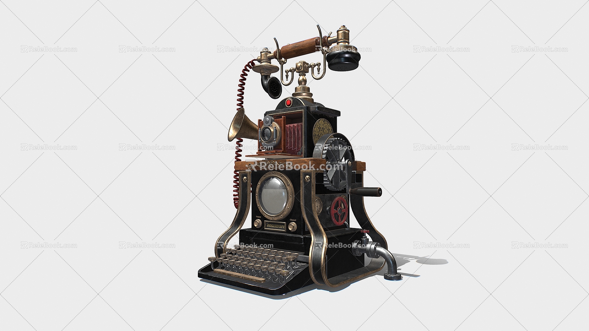 Steampunk Phone Old Phone Antique Phone 3d model