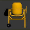 Yellow Concrete Mixer with Stand Black Hopper and Wheels for Construction Projects 3d model