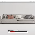Modern Light Gray Two Seater Sofa With Striped Brown White Gray Pillows 3d model