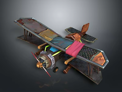 Vintage Space Exploration Craft Model With Colorful Wings And Mechanical Structure 3d model