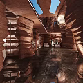 SPA Sauna Modern Interior With Sandstone Walls Soft Lighting And Marble Flooring Reflections