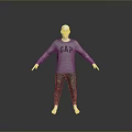 Gray Long Sleeve GAP Logo Sweatshirt With Camouflage Pants And White Shoes