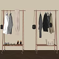 Wooden Clothes Racks With Wheels Hanging Clothes Scarf Bags And Lower Shelf For Shoes Basket