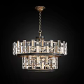 Modern Crystal Chandelier With Geometric Glass Elements And Bronze Metal Frame Design 3d model