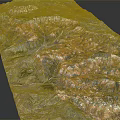 Detailed 3D Terrain Model Showcasing Mountain Ranges Canyon Landforms And Colorful Textures