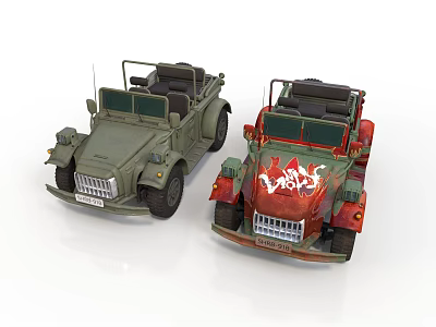 Toy Cars Display Military Green And Red Flame Design With V8 Logo Details 3d model