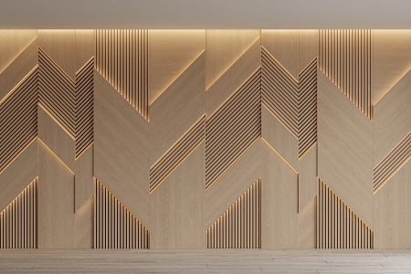 Modern background wall wood veneer background wall 3d model