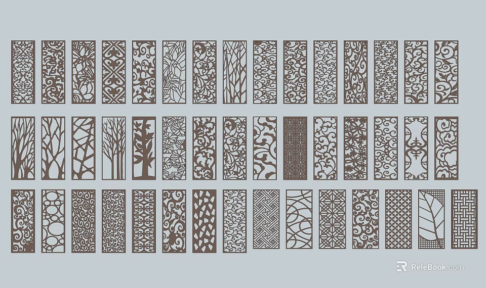 Decorative Carved Screen With Various Intricate Patterns For Home Decor Design Ideas 3d model