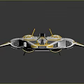 Sleek White And Yellow Futuristic Starship With Cockpit And Thrusters For Space Exploration