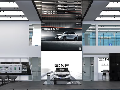 GENESIS 4S Store Modern Showroom With E:N Series Vehicles On 3d model