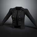 Black Double Breasted Jacket With Gold Buttons Formal Military Style Design