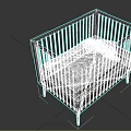White Baby Crib With Railings And Soft Mattress For Nursery Room