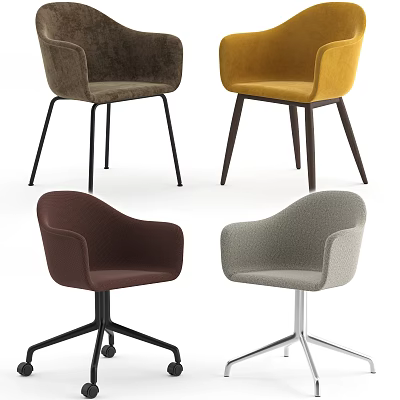 Modern Fabric Office Chair in Brown Yellow Burgundy Gray with Metal Legs and Swivel Base 3d model