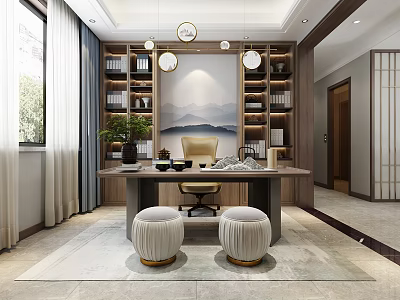 New Chinese Style Study 3d model New Chinese Style Study 3d model