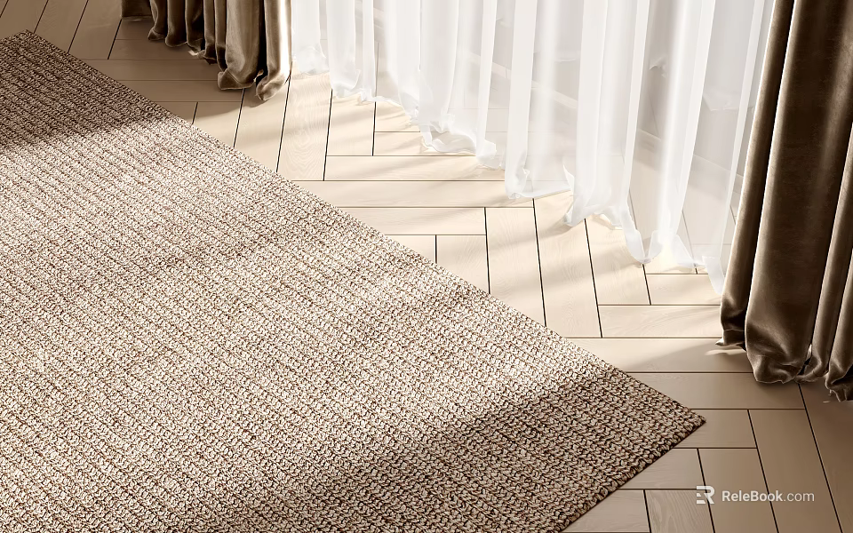 Neutral Toned Square Rug In Bright Indoor Space 3d model 