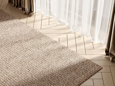 Neutral Toned Square Rug In Bright Indoor Space 3d model