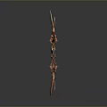 Decorative Orange and Green Bow with Intricate 3D Rendered Weapon Design Details