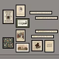 Artistic Wall Frames Collection With Inspirational Texts Illustrations And Portrait 3d model