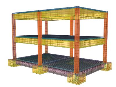 modern steel frame reinforced concrete building model