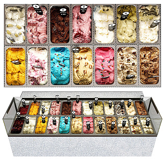 Modern Ice Cream Ice Cream Cabinet Freezer Ice Cream Display Cabinet Gourmet Refrigerated Freezer Food 3d model