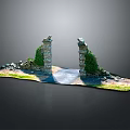 Rustic Stone Archway With Moss Covered Walls Pathway Grass And Stones