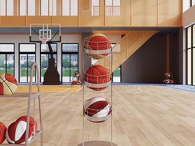 basketball court basketball rack gymnasium basketball 3d model