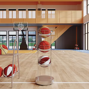 basketball court basketball rack gymnasium basketball 3d model