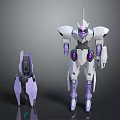 Two Futuristic White And Purple Mecha Robot Characters As Mechanical Creatures 3d model