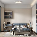 Light Luxury Kids Room Interior Design With Bed Desk Chair Bookshelf Rug And Stuffed Toys
