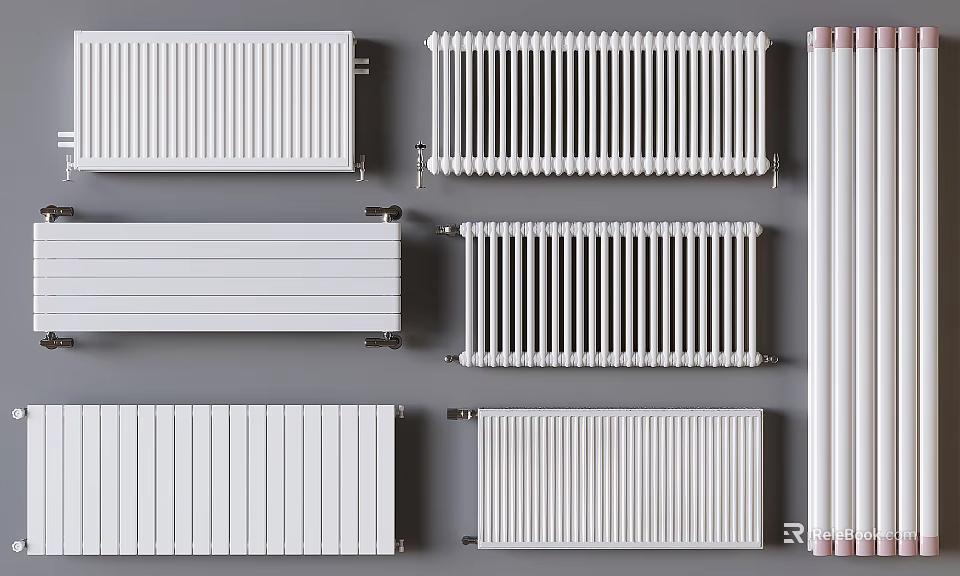 Various White Metal Radiators With Different Design Styles For Home Heating 3d model 