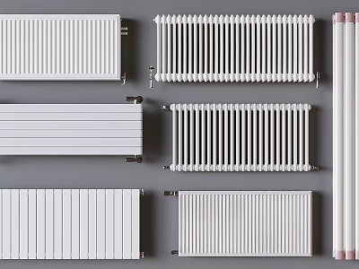 Various White Metal Radiators With Different Design Styles For Home Heating 3d model