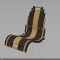 Modern Wooden Lounge Chair With Striped Design And Curved Comfortable Seat