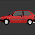 Red Compact Car With Modern Exterior Design Sleek Body And Shiny Finish