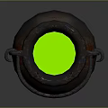 Metal Cauldron With Green Liquid Inside Two Handles And Three Legs