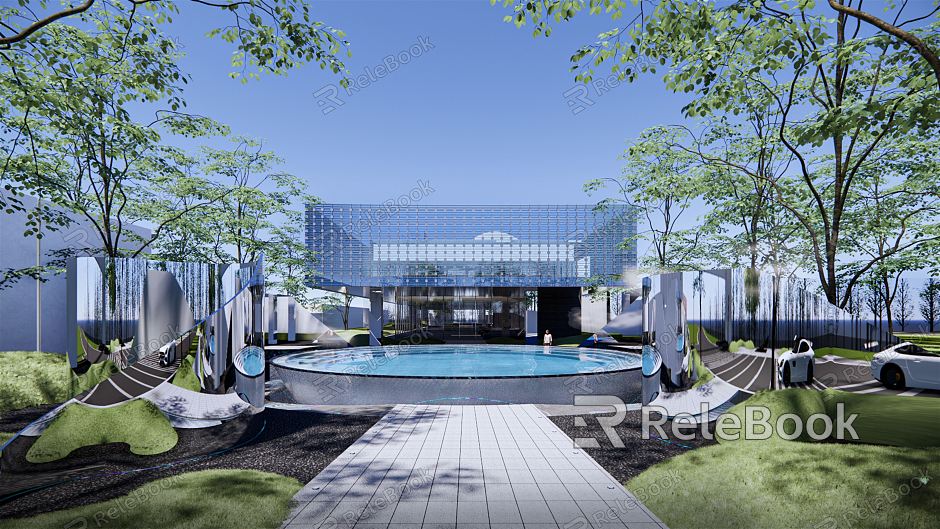 Modern Sales Office Building Technology Futuristic Demonstration Area Landscape model