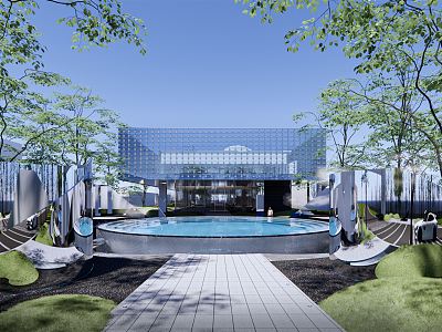 Modern Sales Office Building Technology Futuristic Demonstration Area Landscape model