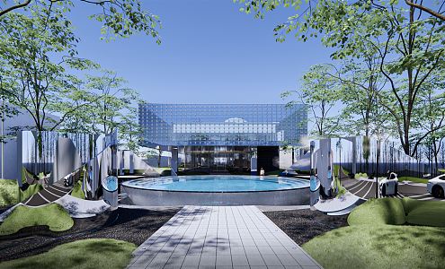 Modern Sales Office Building Technology Futuristic Demonstration Area Landscape 3d model