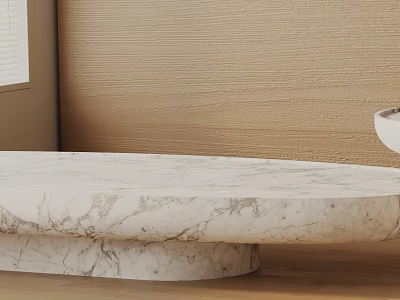 Modern Sofa Coffee Table Set with Marble Top Against Beige Wall and Wooden Floor 3d model
