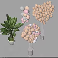 Inflatable Balloons Decoration With Pastel Pink White Beige Balls And Pot Base Stand