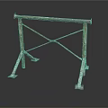 Rusty Metal Workbench Frame With Crossed Support Bars And Sturdy Legs