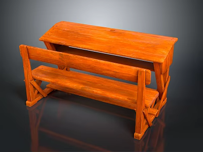 Wooden Outdoor Bench With Backrest And Sturdy Structure For Garden Seating Use 3d model