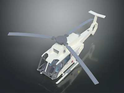 White Helicopter With Main Rotor Tail Rotor And Streamlined Body Structure Design 3d model