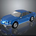 Blue Vintage Sports Car With Sleek Design Silver Wheels And Reflective Surface