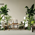 Designer Indoor Space with Lush Green Plants and Modern Furniture Arrangement